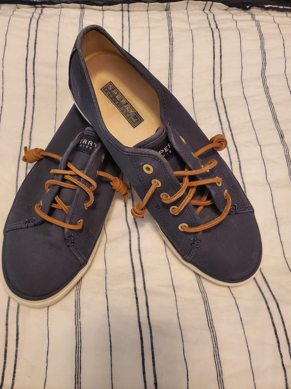 Sperry Blue Canvas Deck Sneakers w/Leather Laces, 9M